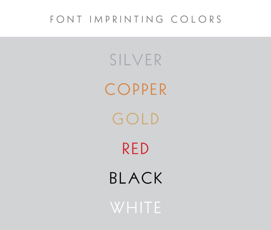 Font Imprinting Color Reference